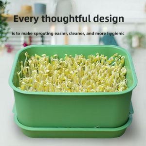 Food Grade Seedling Tray Bean Sprout Germination Pot Home Use Bean Sprout Maker Yellow Green Bean Sprout Growing Container