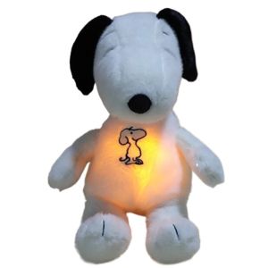2026 New Breathing Soothing Snoopy white dog Plush Doll Sleeping Companion Music and Light Doll Sensory Stuffed Toy Kids Gifts