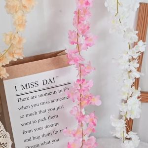 MONLEYTA | Sakura Branch Artificial Flower Vine Wrapping Air Conditioner Pipe Faux Flower Branch Tree Simulation Peach Blossom Decoration