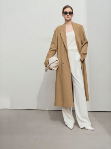 AMII | Autumn New Double-Breasted Peaked Lapel Slit Long Coat