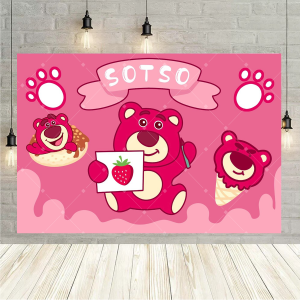 Beast Kingdom | Lotso Hoạt Hình Gấu Sinh Nhật Nền Trang Trí Tiệc Cho Bé Biểu Ngữ Trẻ Em Chụp Ảnh Chống Đỡ Vinyl Phông Nền Cho Trẻ Em Sự Kiện