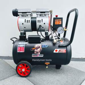 Handyman **รับประกัน 1 ปีเต็ม** ถังลม ปั๊มลม ปั๊มลมโรตารี่ ปั๊มลมออยฟรี 30 ลิตร กำลัง 1200W มอเตอร์ทองแดง 100% เสียงเงียบ