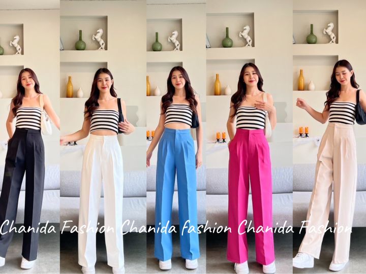 ♻️New♻️กางเกงเอวสูงขากระบอก จับจีบทวิตด้านหน้าทรงสวยแพทเทิร์นห้าง ...