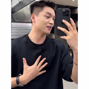 Heavy Weight G T-Shirt Small Neckline White Loose Inner Wear Mens Combed Cotton Three-Piece Needle Short Sleeve Cropped Half Sleeve