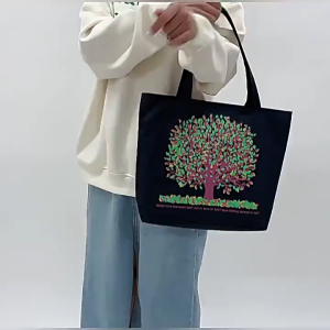 Tote Bag Canvas Resleting Tas Kuliah Canvas Tas bahu cewek Shoulder bag Goodie bag