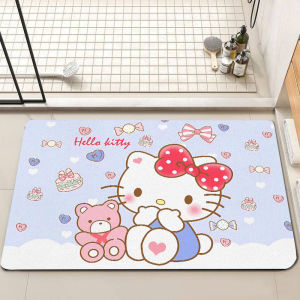 Hellokitty Silicon Dendroid Bathroom Entrance Mat Absorbent Non-Slip Toilet Home Use Handwashing Area Foot Pad Cartoon Style