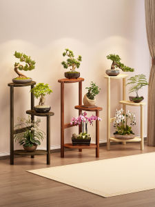 Indoor Balcony Solid Wood Flower Stand Multi-layer Plant Pot Rack Green Vine Succulent Plant Stand Organizer Modern Simple Style