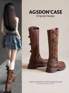 AGSDON l Womens Long Brown Cowboy Boots