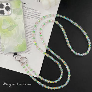 Misia Handmade Green Beads Mobile Phone Chain New Year Creative Bag Keychain CCD Pendant Phone Case Chain Rope Anti-Loss System