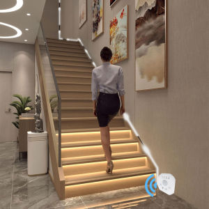 Dải Đèn Cảm Biến Chuyển Động LED Để Sử Dụng Trong Nhà - Màu Trắng Ấm Dưới Giường & Tủ Chiếu Sáng Hiệu Ứng Ánh Sáng Chảy Không Bao Gồm Pin