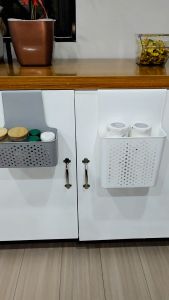 Locaupin Hanging Shelves Kitchen Organizer Accessories Space Saver Kitchen Storage Cabinet Rail Hook Condiment Container