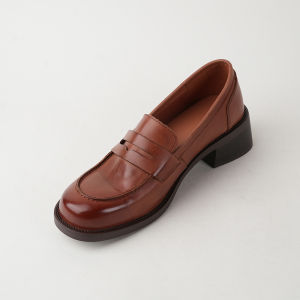 British Style round Toe Flats Womens Shoes Comfortable Retro Brown Leather Shoes Spring 2025 Fashion Casual Loafers