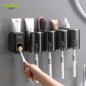 Toothbrush Holders with Cups Translucent Toothpaste Dispenser Organizer Wall Mounted (ECOCO by renemos)