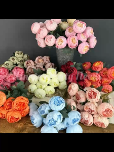 Western Peony Artificial Flower 10 Head Core Peony Fake Flowers For Home Wedding Ornaments Decorative Fruit Plant Color