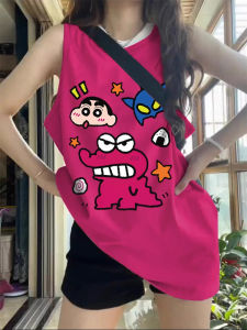 SHUQINGLAI | Pure Cotton Sports Cross-back Tank Top Loose Mid-length