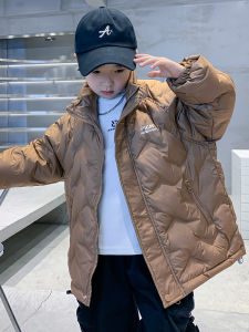 Boys Winter down Jacket Lightweight Warm Fashionable Childrens Clothing White Duck Feather Polyester Fiber Regular Fit Zipper Closure