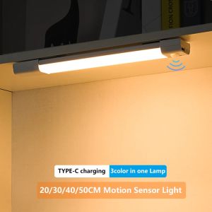 SUNLIGHT HOME Đèn LED dưới tủĐèn ngủ cảm biến chuyển độngĐèn ba màu có thể sạc lại Type-C cho tủ bếp Phòng ngủ Tủ quần áo