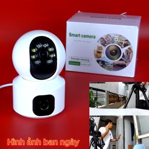 Camera IP Wifi Không Dây 2 Mắt Xem 2 Màn Hình Cùng Lúc 5.0MPX Xoay 360 Độ Xem Đêm Có Màu Hỗ Trợ Đàm Thoại 2 Chiều