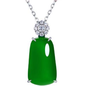 AILEQ | Jadeite-Imitation 925 Silver Pendant Necklace