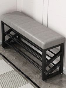 Shoe Changing Stool With A Shoe Cabinet At The Entrance And A Long Iron Bar Narrow Shoe Rack Light Luxury Internet Celebrity Creative Shoe Wearing Stool