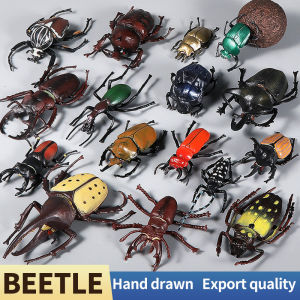 Unicorn Beetle Longhornedbee Simulated Insect Animal Model Action Figures Educational Toy for Kids Scene Decoration Collection