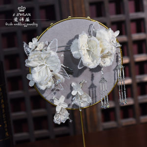 Handmade Crystal Bead Hairpin Wedding Bride Vintage Chinese Hanfu Ancient Costume Headwear Floral Design Elegant Beauty