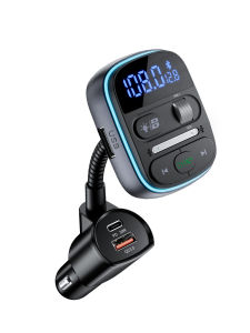 Lencent Bộ phát sóng FM 5.0 Bluetooth bộ chuyển đổi sạc cho xe hơi Bluetooth với bộ sạc nhanh PD 30W & QC3.0 bộ chuyển đổi Bluetooth FM xe hơi âm nhạc/gọi điện thoại trong suốt [đèn màu]