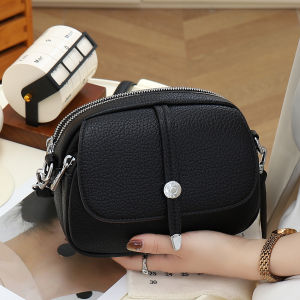 Womens Crossbody Bag Soft Leather Large Capacity Single Shoulder Bag for Commuting And Work Fashionable round Shape Bag