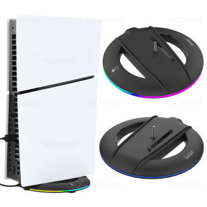 Tectinter | Vertical Cooling Stand for PS5 Slim / PS5 Pro Console Anti-Slip Base Bracket With RGB Light Holder for PS5 Slim Accessories