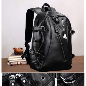 Leather Mens Backpack Casual Travel Waterproof Outdoor Sports School Bag Fashionable Initial High School Business Trip