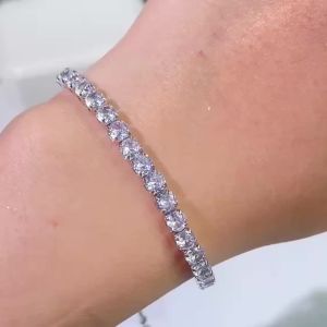ZAKOL 2 Bộ 4mm Vòng Zircon Tennis Vòng Tay Dành Cho Nữ Sáng Bóng Hình Học Màu Hồng AAA Cubic Zirconia Thời Trang Món Quà Trang Sức