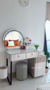 STARLEAD Meja Rias Batu Sinter dengan Kursi - Luxe Glow Palette