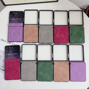 szhaiyu | For Magsafe Magnetic Charging Luxury Lambskin Phone Case for Samsung Galaxy Z Flip 7 Flip7 Shockproof Hinge Protective Cover