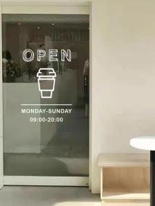 Business Hours Stickers Coffee Shop Milk Tea Clothing Store Flower Shop Baking House Waterproof Anti-Collision Glass Door Sticker Customizable