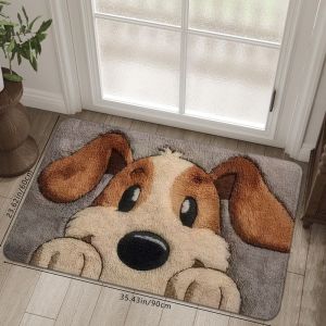 VIKAMA Cute Dog Face Door Mat Puppy Print Welcome Rug Non Slip For Entryway Front Door Indoor Outdoor Porch Pet Lover Decor