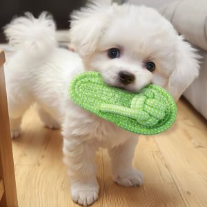 Dog Toys Teeth Cleaning Chew Resistant Rope Knot Slippers Small Medium Large Dogs Samoyed Bichon Boredom Relief Self Entertaining