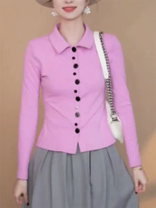 QINGNAER | Fashionable Young-looking Polo Collar Fitted Shirt