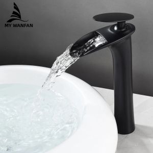 Vòi Lavabo Hiện Đại Màu Trắng Kiểu Thác Nước Vòi Trộn Một Lỗ Nước Nóng Lạnh Lõi Van Gốm Lắp Đặt Trên Mặt Bàn