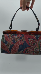 [ Woosilver ]  Túi Xách Vintage Họa Tiết Hoa Lá Nghệ Thuật – Secondhand – TX305