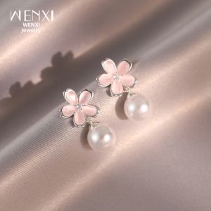 WENXI | Resort Style Versatile White Pearl Earrings