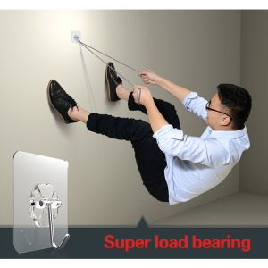 【 Hot 】Kitchen Organizer Rack Thickened Transparent Wall Hook Tape Sticker Strong Sticky No Damage Wall Multi-functiona household bathroom living room kitchen stainless steel hook  加厚挂钩贴纸