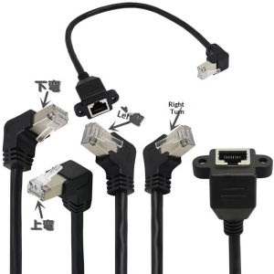 90 Degree RJ45 Network Extension Cable with Ears And Screw Holes up down Left Right Cat 5 Cable Connector