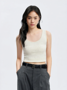 PEACEBIRD | Fashion Knitted Tank Top U-Neck Strappy