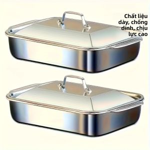 Khay Nướng Bánh Bằng Thép Không Gỉ Cao Cấp Có Nắp Chống Dính Dùng Được Cho Lò Nướng Bếp Vỉ Nướng Đồ Dùng Nhà Bếp Thân Thiện Với Môi Trường