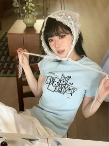 เสื้อยืดผ้าฝ้ายทรงเข้ารูปสําหรับผู้หญิงพิมพ์ลายสุนัขการ์ตูนและแขนสั้นเสื้อคอกลมสไตล์ลําลองฤดูร้อนสําหรับอายุ 18-24 ปี