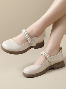 Comfortable Genuine Leather Mary Jane Womens Shoes Spring Autumn New Style Soft Bottom round Toe Low Heel Fashion Single Shoes