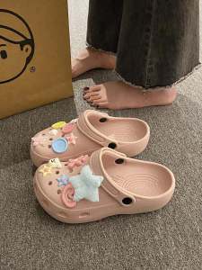 Eva Hole Shoes Womens Summer Outdoor Non-Slip 2024 New Arrival Students Cartoon Non-Slip Beach Two-Way Wear Pump