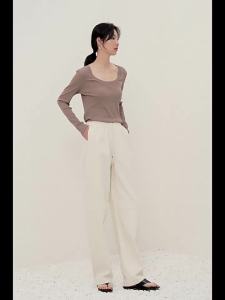 Yigue | Sweet Cool Style High Waist Tencel Loose Fit Slimming Work Pants