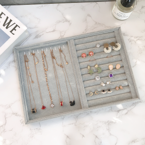 Accessible Luxury High-Grade Gray Flannel Jewelry Tray Ring Earrings Necklace Storage Home Accessories Stall Display Shelf