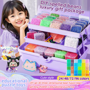 DIY spelled beans luxury gift 2.6mm package with 24/48/72/96 colors educational puzzle toys three-dimensional bean fusion girl childrens educational toy